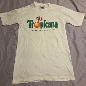Vintage 90s TROPICANA Summer Promo White Single Stitch Tee t shirt top SMALL